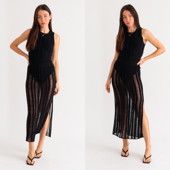 *ON SALE* Wild Child High Waisted Ladder Midi Skirt - Picture 3 of 8